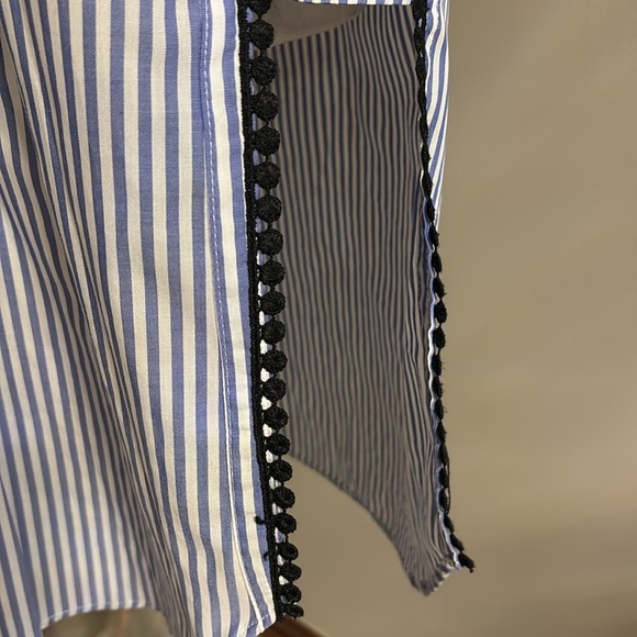 ZARA women’s relaxed fit striped 1/2 button down tunic blouse shirt open sides S - Picture 7 of 15
